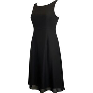 Chaiken Black Mini Dress 100% Silk Chiffon Lined LBD Classic Preppy Minimalist M